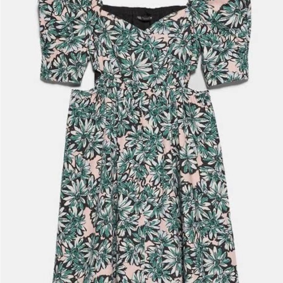 Zara Floral Print Midi Dress with side cutouts - Picture 5 of 9